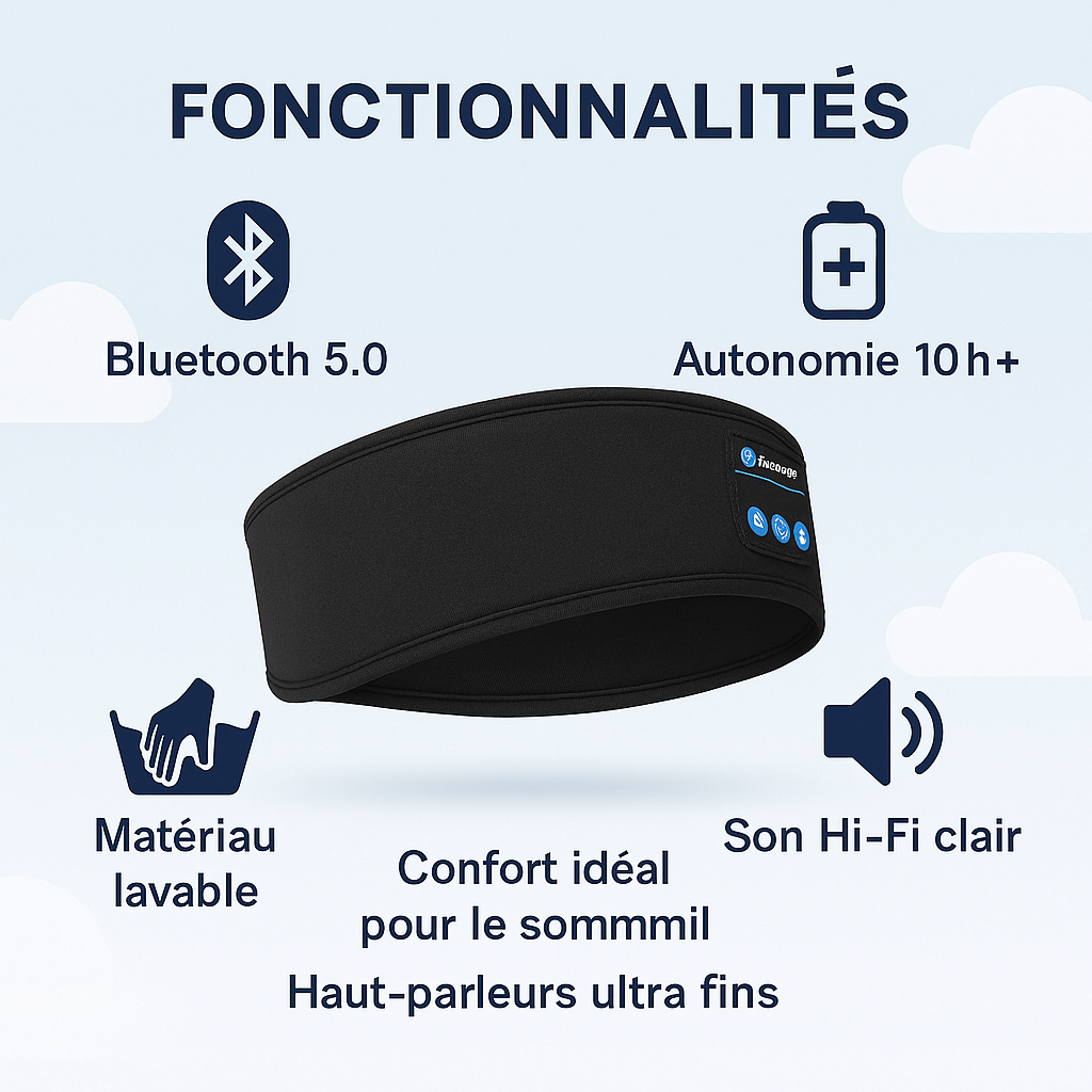 Masque de Sommeil Bluetooth avec Écouteurs Intégrés – Ultra Doux et Confortable La Boutique Dodo Laboutiquedodo