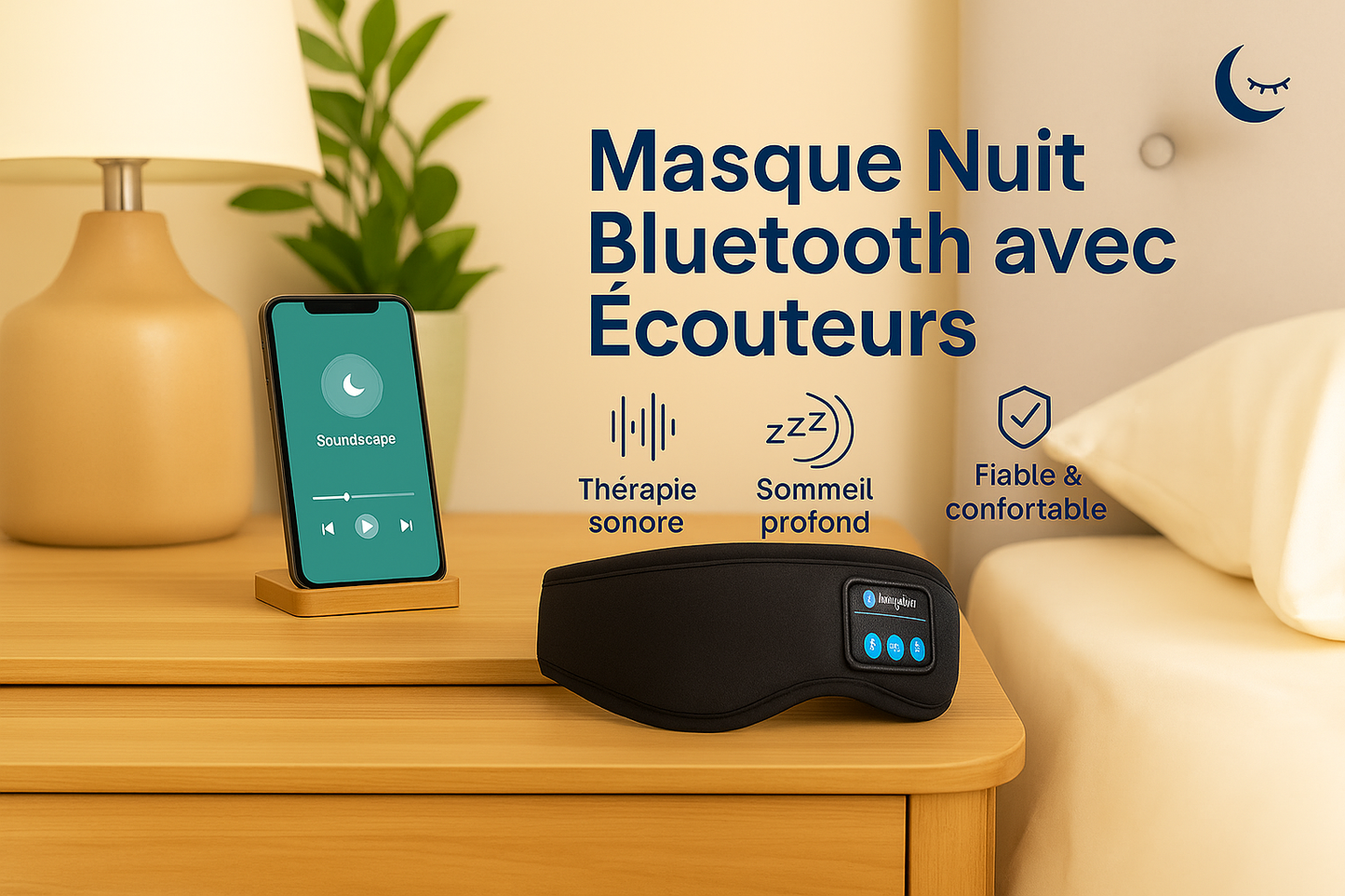 Masque de Sommeil Bluetooth avec Écouteurs Intégrés – Ultra Doux et Confortable La Boutique Dodo Laboutiquedodo